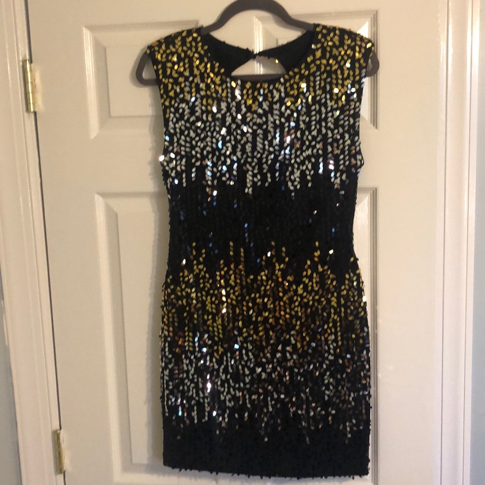 Black, Gold, & Silver Sequin mini dress